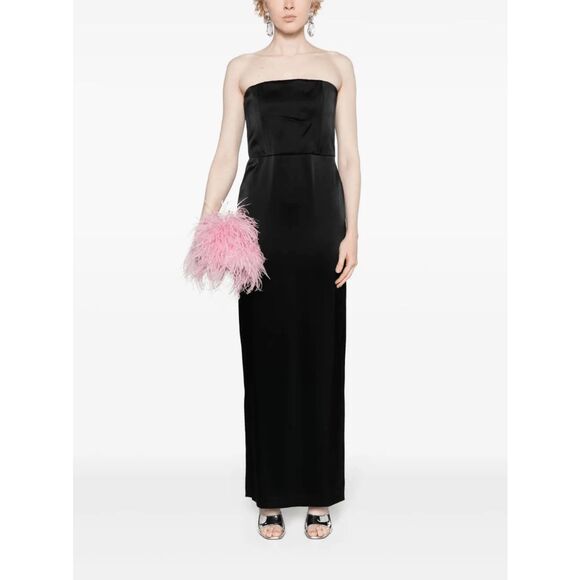 NWT Alice + Olivia Strapless Satin Doreen Maxi Evening Dress Black Size 2 $495 - Picture 1 of 9